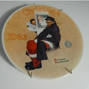 Norman Rockwell Christmas Plate "Santa in the Subway" Annual Society 1983